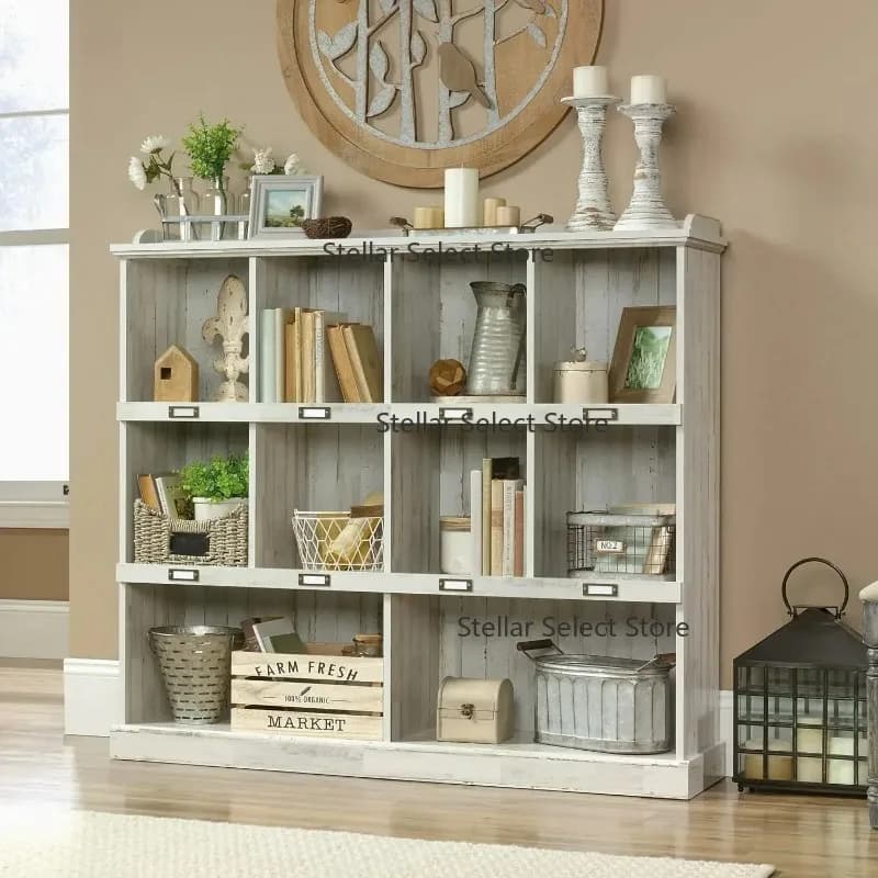 y Lane Bookcase, L: 53.15" x W: 12.13" x H: 47.52", White Plank finish