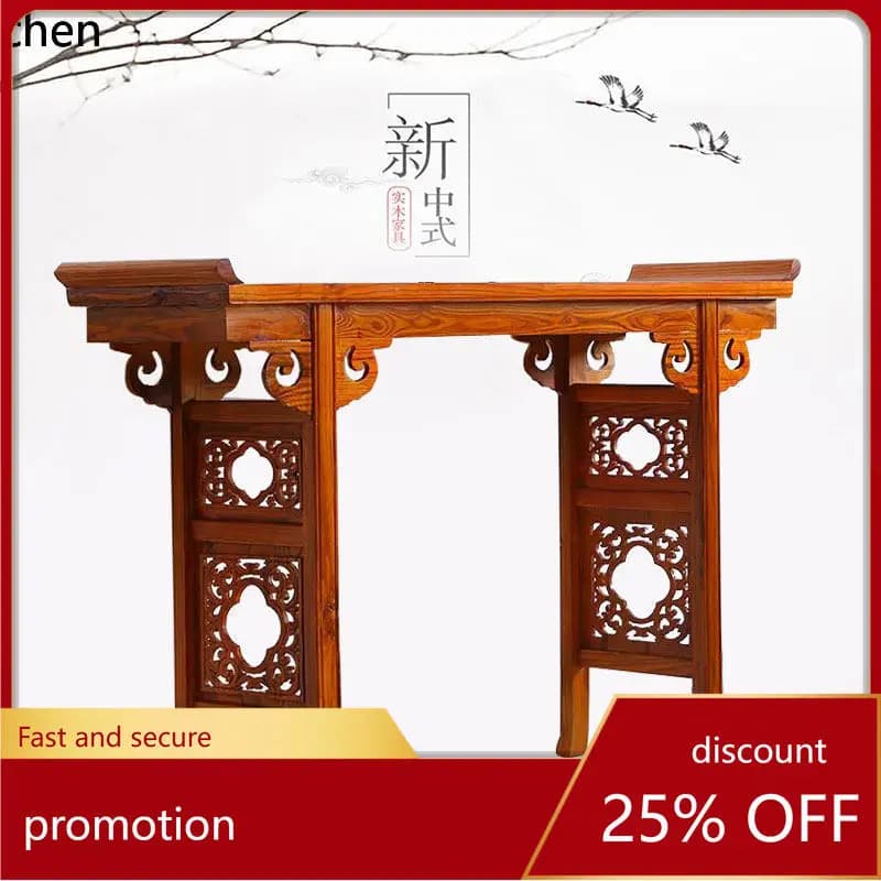 Cz chinoiserie solid wood casual buddha table antique carved entrance altar zen style altar elm god of wealth incense altar