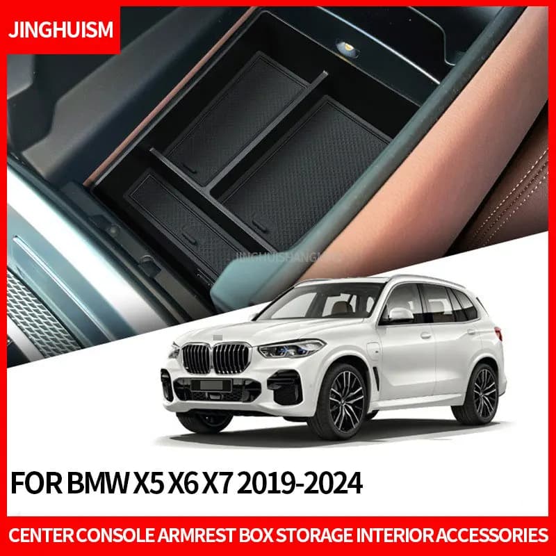 For BMW X5 X6 X7 2019-2024 Center Console Armrest Box Storage Interior Accessories Car Organizer Box Upgrade Modification