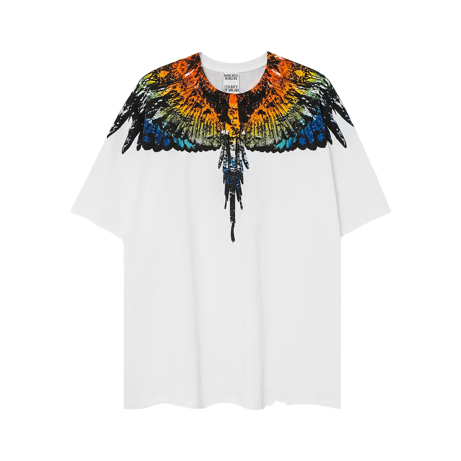 Marcelo Burlon Wings Short Sleeve Trendy Men's and Women's Feather T-Shirt Half Sleeve Printed Tee