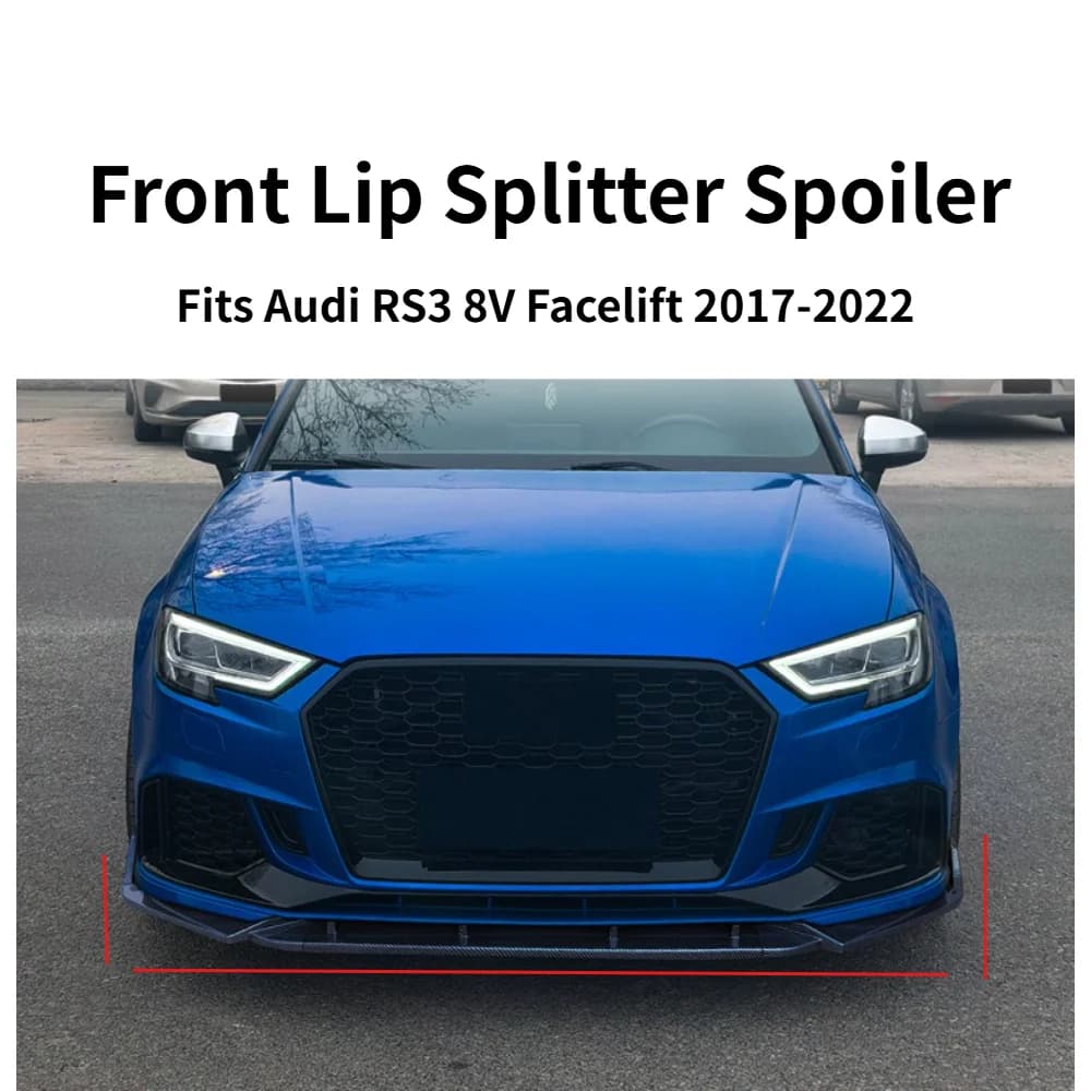 Front Lip Splitter Spoiler Fits Audi RS3 8V Facelift 2017-2022 Bumper Chin Splitter Air Deflector Exterior Modification Parts