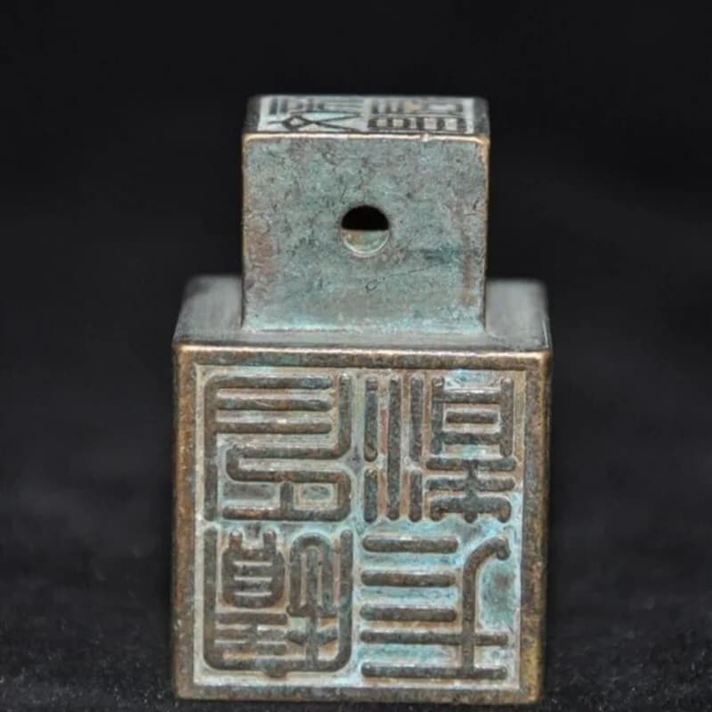 1.8'' Old Chinese Ancient dynasty pure bronze seal Stamp signet statue Collection crafts