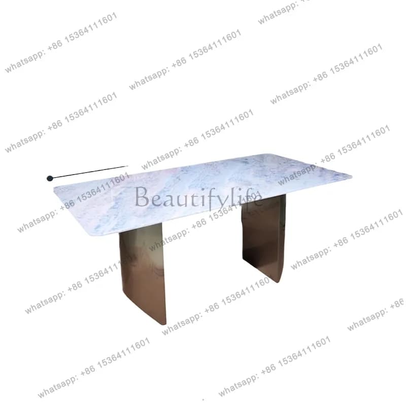 Blue crystal natural luxury stone dining table Italian minimalist light luxury marble premium dining table