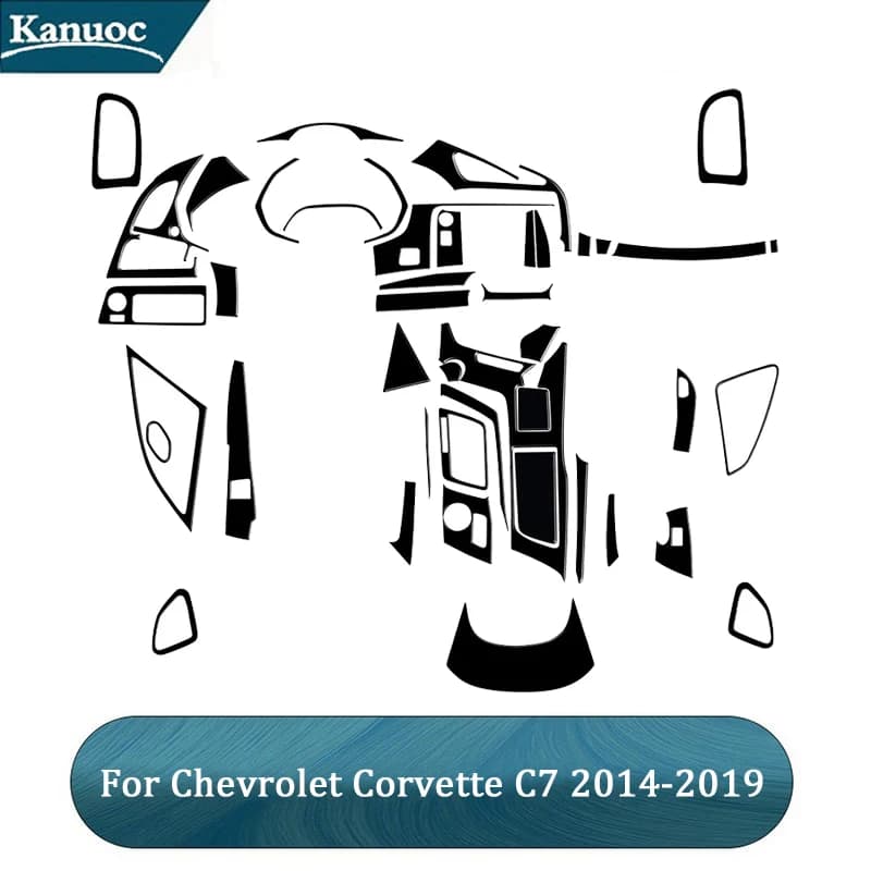 For Chevrolet Corvette C7 2014-2019 Jet Black Various Parts Styling Stickers Car Interior Accessories