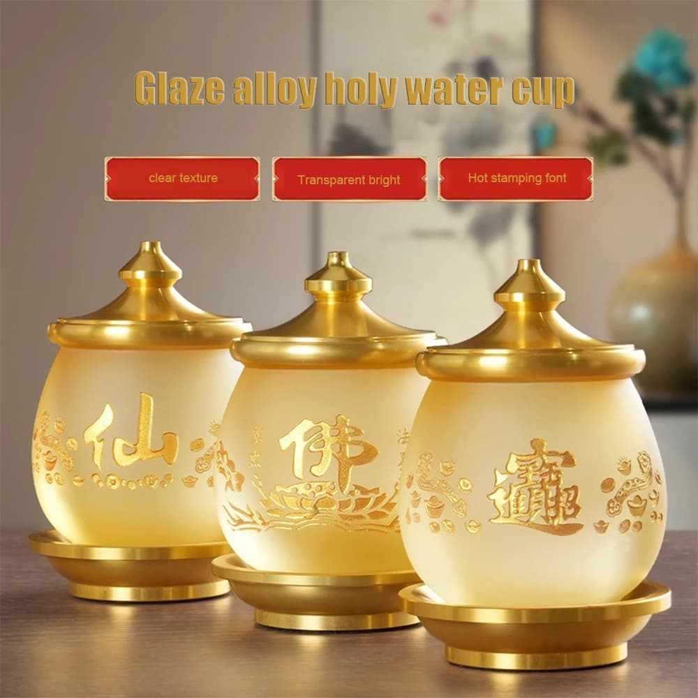 Buddhist altar colored glaze Holy water cup, Buddha statue front Avalokitesvara Offering Water Cup, Home sacrificial ornaments