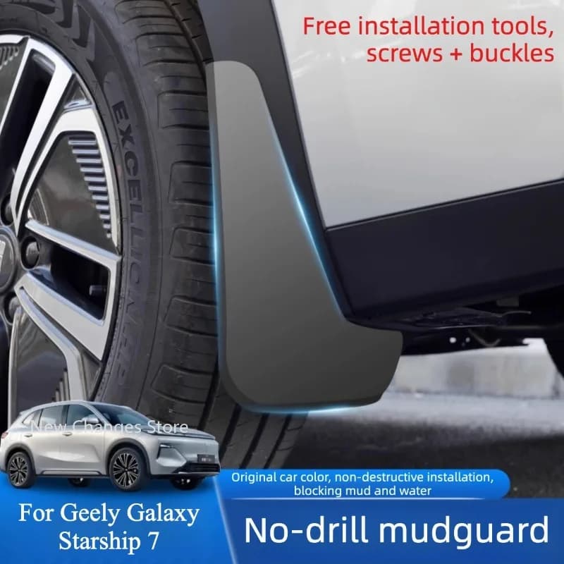 For Geely Galaxy Starship 7 Car Non-destructive Baking Paint Mudguards Front & Rear Wheels Fenders Auto Modify Accessories