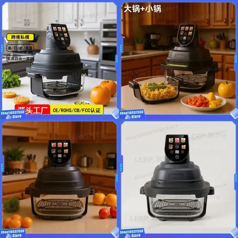 Smart Air Fryer with Color Screen Glass Visual Electric Oven for French Fries Cross Border Appliance US 110V European