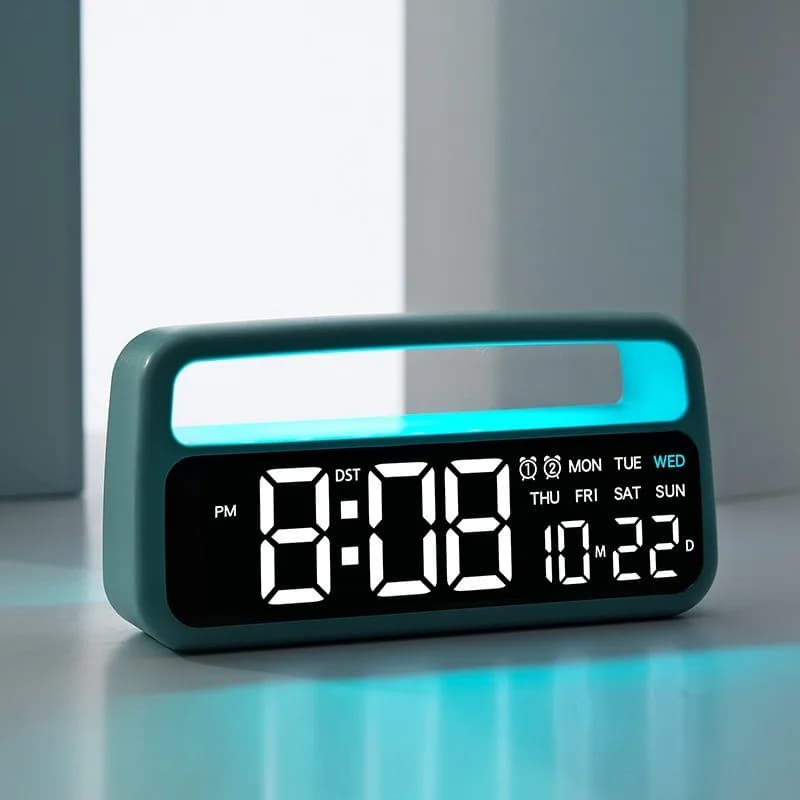 Nordic Color Multifunctional LED Alarm Clock Atmosphere Light Decorative Clock Perpetual Calendar Chronograph Electronic Watch