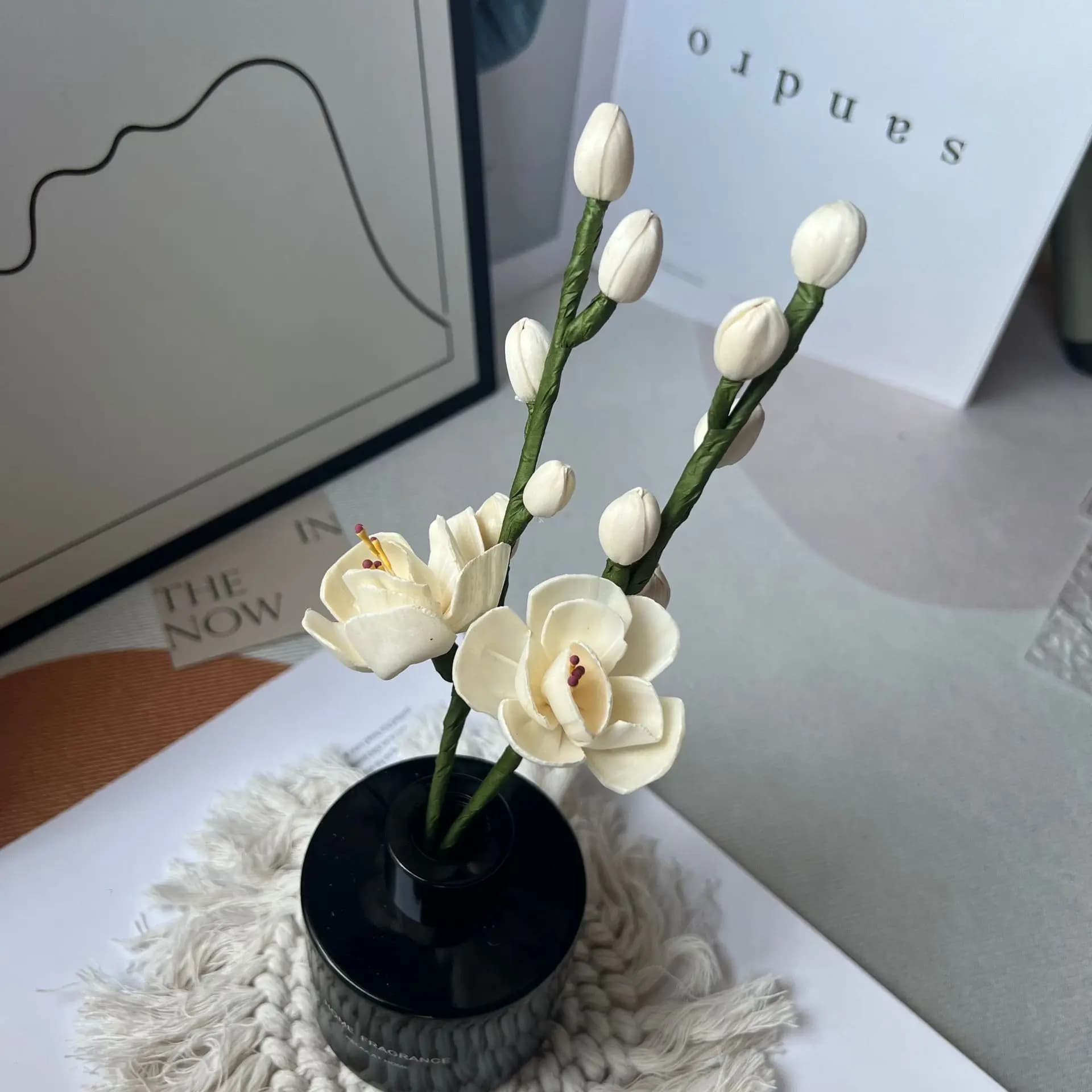 2pcs Sola Flowers for Home Fragrance Diffuser, Decorative Accessories of Reed Diffuser, Set of 2