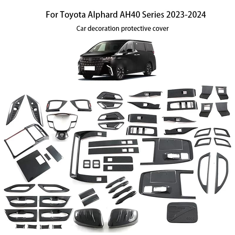 For Toyota Alphard AH40 Vellfire 40Series 2023 2024 ABS Carbon Fiber Door Handle Bowl Trim Front Fog Lamp Decal Car Accessories