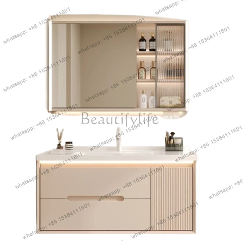 Cabinet Ceramic Integrated Basin Washbasin Storage Cabinet Combination Modern Simple Muebles Bathroom Furniture