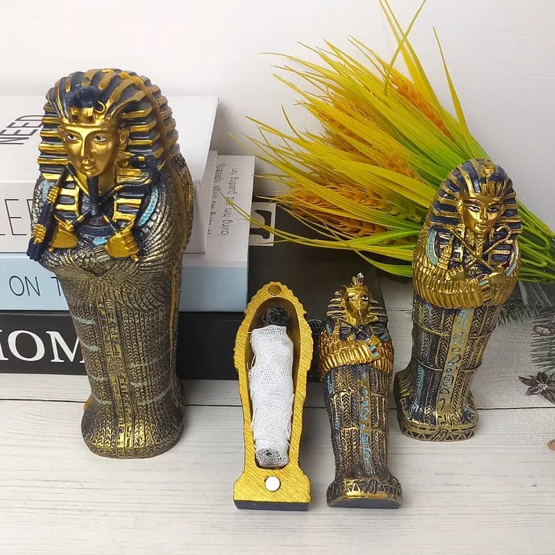 1Pcs Ancient Egyptian Mummy Decoration Tutankhamun Coffin Pharaoh Crafts Pyramid Tourist Souvenir Decoration Gift