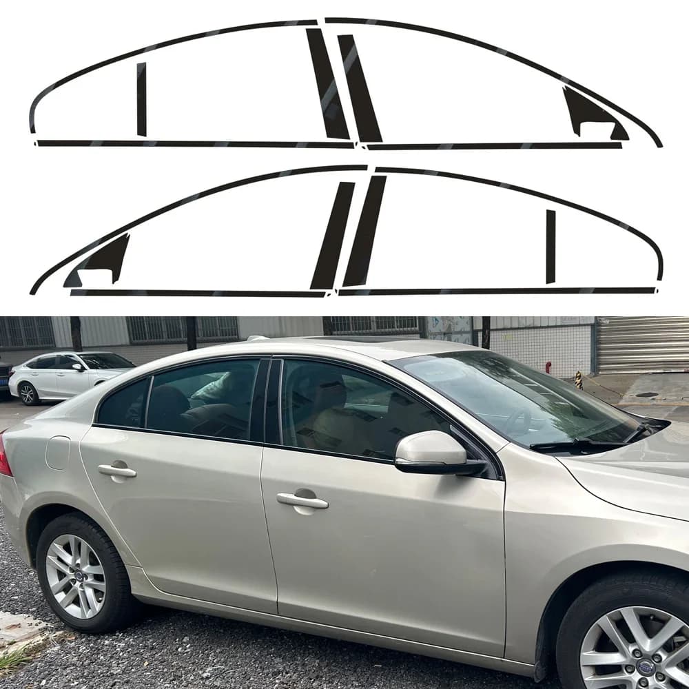 For Volvo S60 2011-2018 Sedan Window Chrome Delete Blackout ABC Pillars Glossy Black Stickers