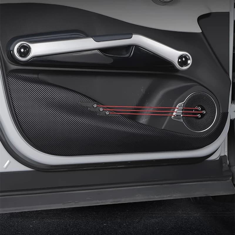 Fit For BYD Atto 3 EV Yuan Plus 2022-2025 2026 Car Door Anti Kick Pad Carbon Fiber Leather Texture Anti Dirt Protective Sticker