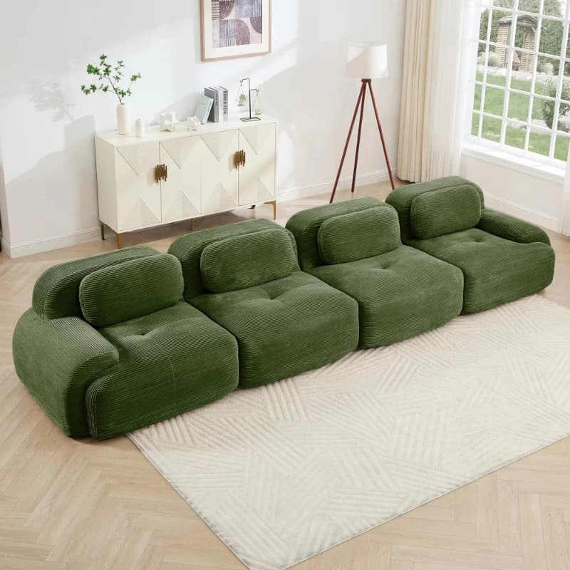 The sofa is made of soft corduroy fabric, 32D high rebound sponge, suitable for pets, ergonomic design, fully compressed vacuum