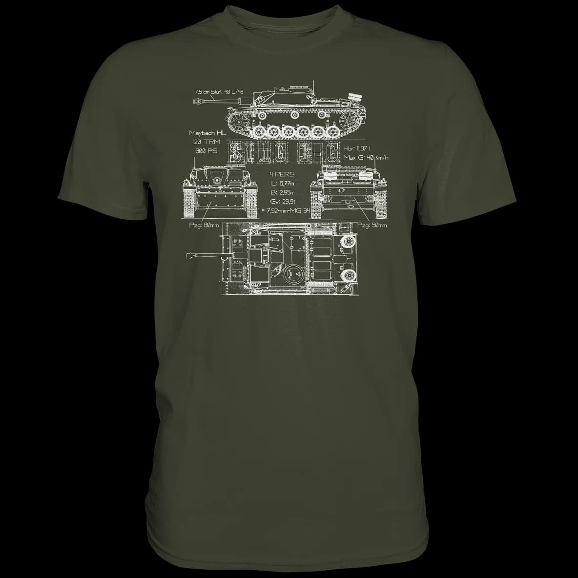 Wehrmacht Panzer  StuG III-G Tank Destroyer T Shirt. Short Sleeve 100% Cotton Casual T-shirts Loose Top Size S-3XL