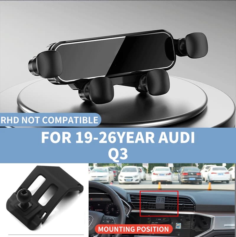 Vehicle Mobile Phone Holder, Car Smartphone Mount, Gravity Smartphone Holder, Suitable for 19-26 Year Audi Q3, Compatible with All Smartphones