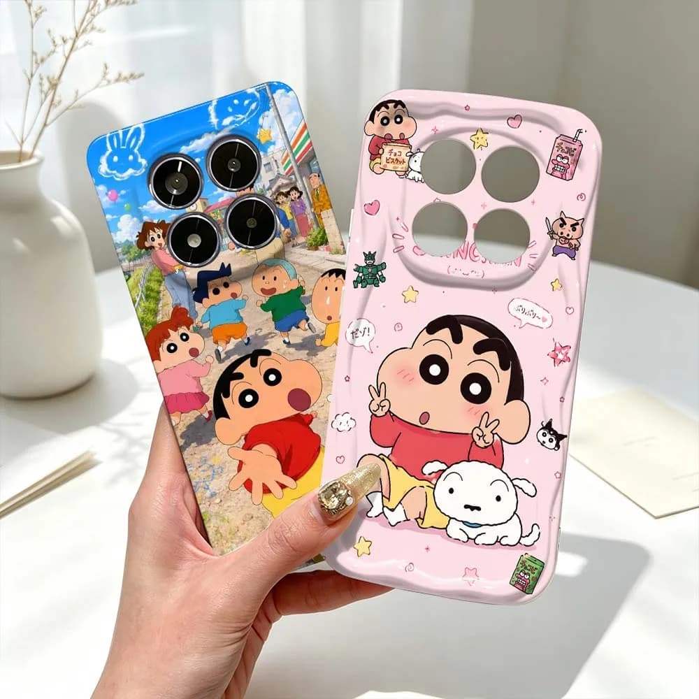 Deluxe C-Crayon Shin-Chan‌ For Xiaomi Poco M8 M7 M6 M5s M4 F8 F6 F5 F4 X7 X6 X5 Pro Feilini Hard Case Wave Oil Soft Case