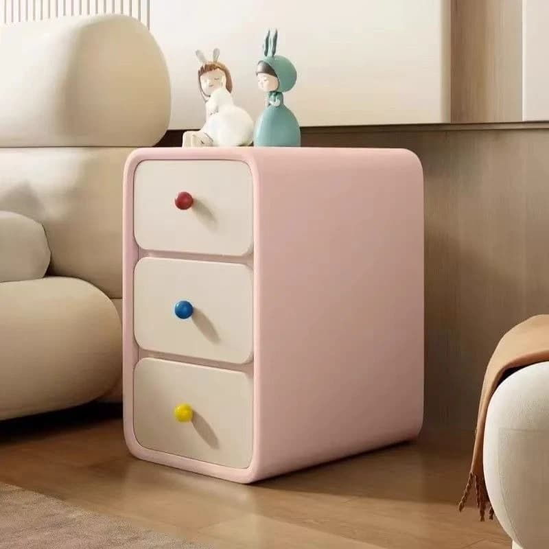 Cream bedside table solid wood small simple macaron modern leather new bedside storage bedroom light luxury home