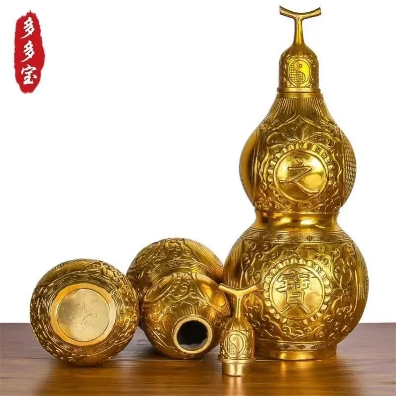 DSA copper gourd pure copper ornament gossip pendant open lid hollow home decoration living room entrance office