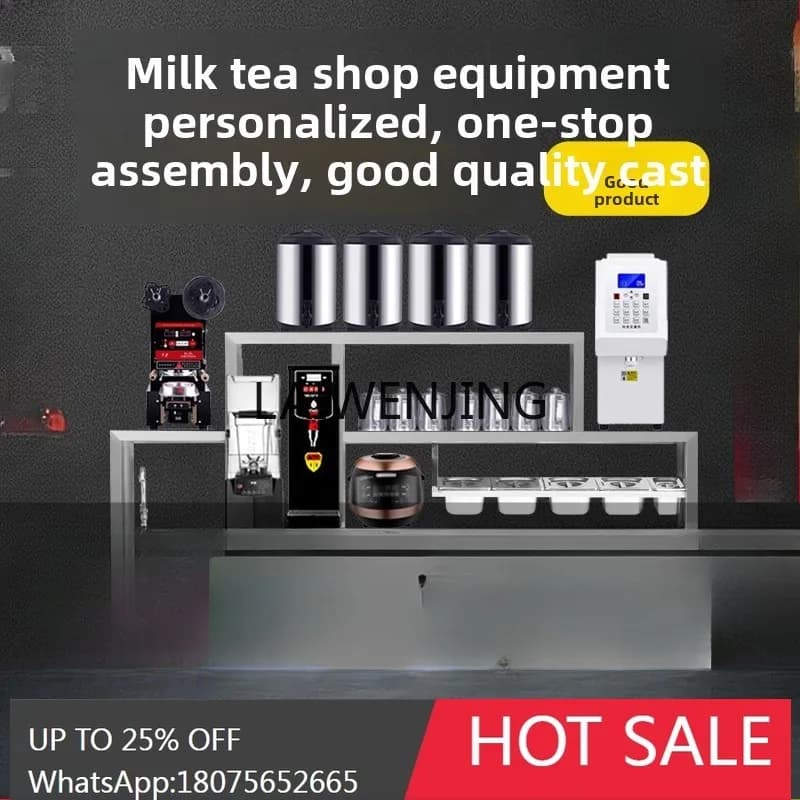water bar counter commercial milk tea shop equipment full set of workbench refrigerated cabinet