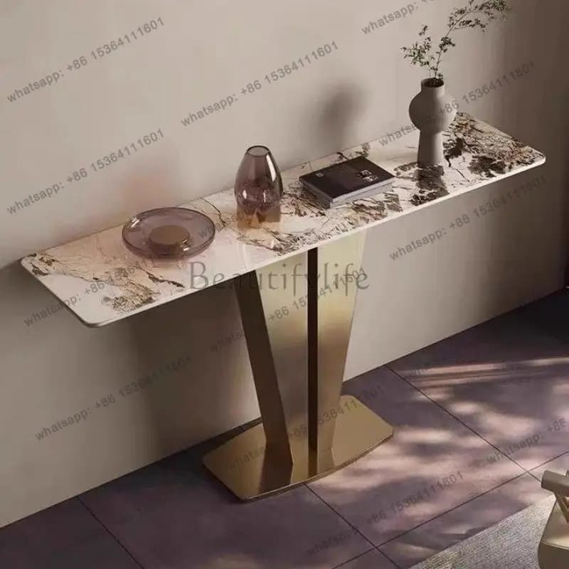 Italian light luxury entrance table, living room simple end view platform, corridor rock slab entrance platform