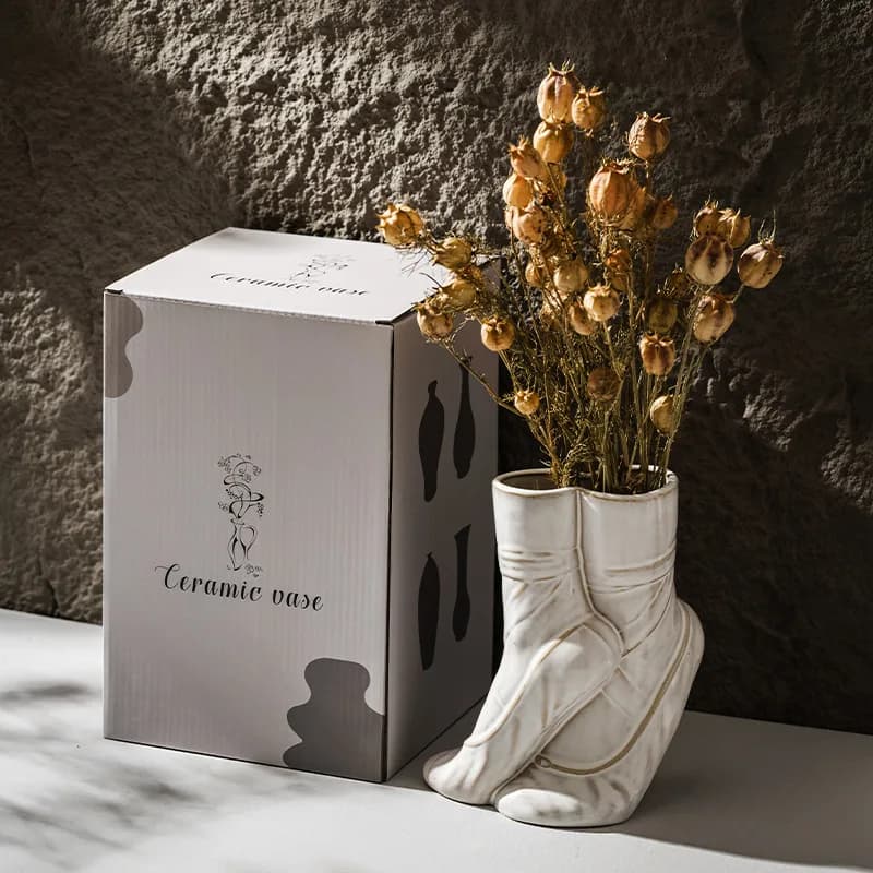 Nordic ceramic white vase ornament art abstract creative home color box decoration flower arrangement
