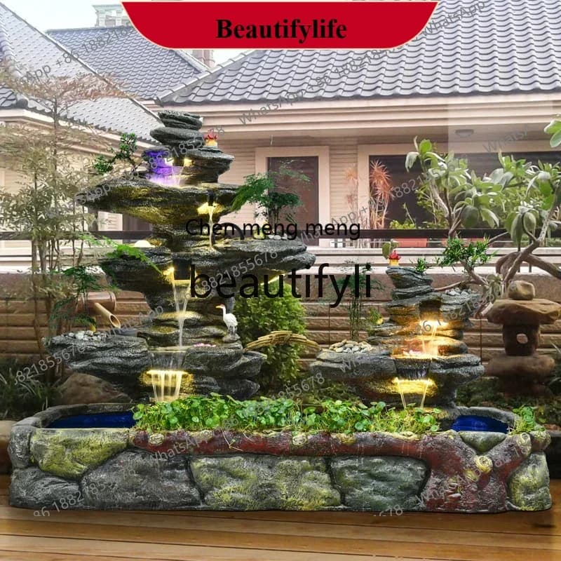 D178  Rockery flowing water fountain ornament floor-to-ceiling livingroom feng shui wheel lucky courtyard garden,fish pond lands