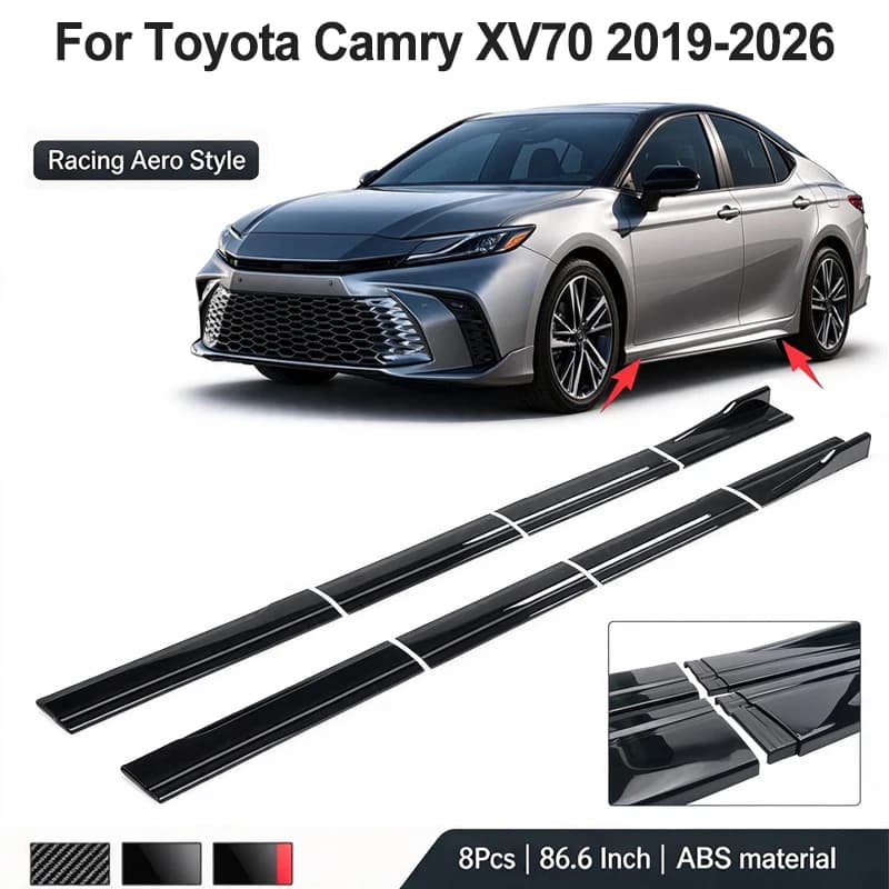 86.6inch/2.2m Sectional Side Skirt Extension Lips For Toyota Camry XV70 2019-2026 2020 - Racing Side Spoiler Car Mod Body Kits