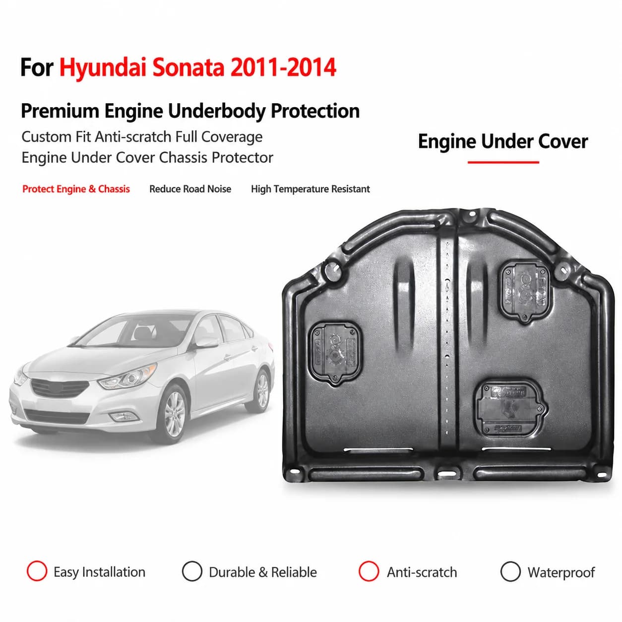 Enhanced Protection Engine Skid Plate Under Engine Guard For Hyundai Sonata 2011-2014 Full Coverage Chassis Protector