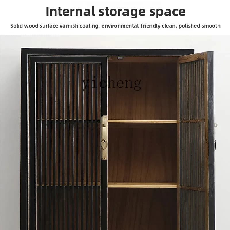 GZ-1 Solid Wood Black Lacquer Wardrobe Bedroom Standing Cabinet Inn   Vertical Storage Cabinet