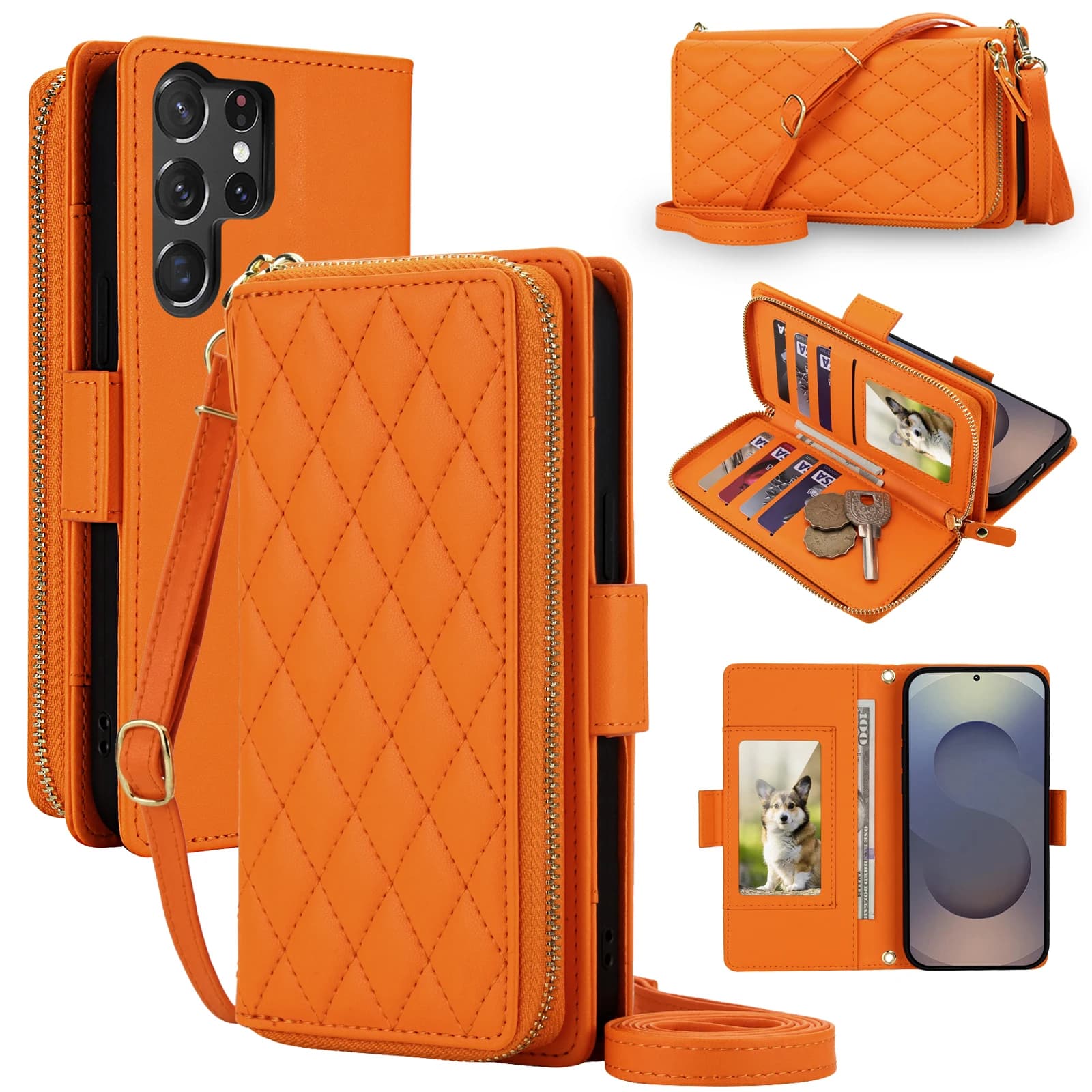 Luxury Crossbody Wallet Leather Cards Holder Case For Samsung Galaxy S26 Ultra S26 S25 S24 S23 Ultra Plus FE 5G Shockproof Cover