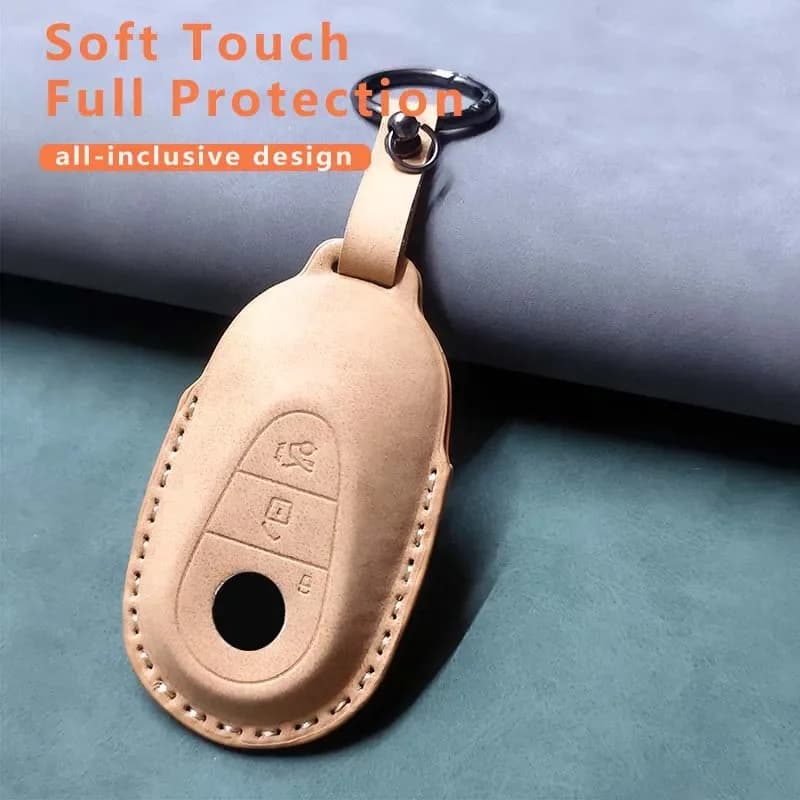 Car Remote Key Case Cover For Mercedes Benz 2022 C S Class W206 W223 S350 C260 C300 Leather Keychain Shell Protector Accessories