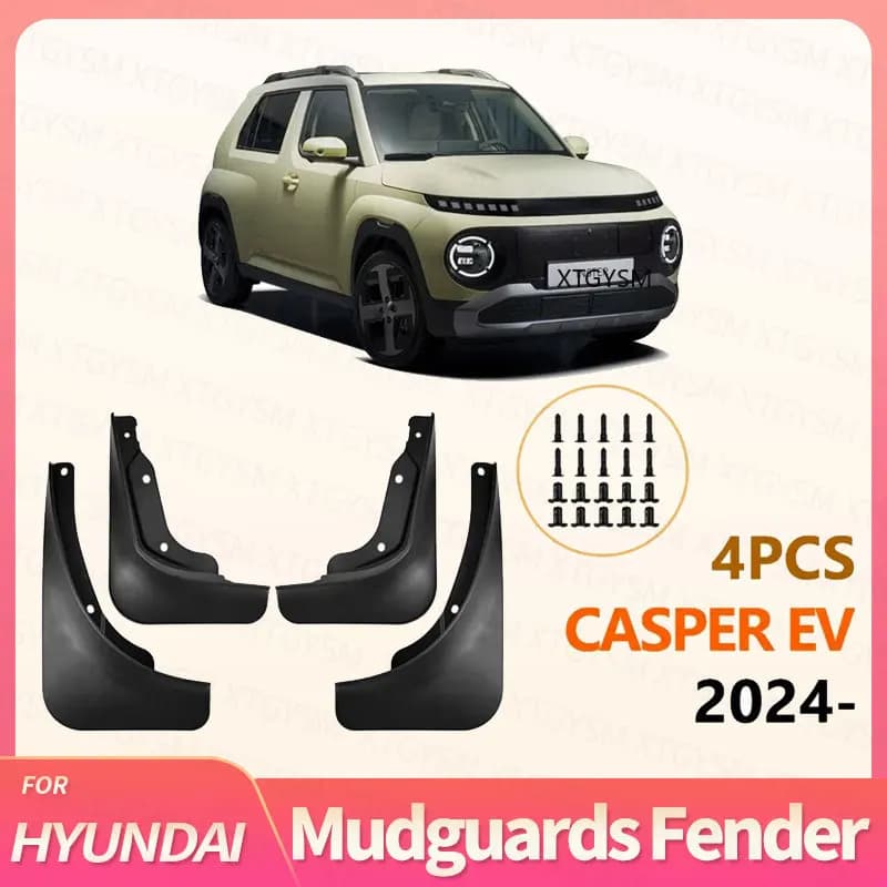 Car Mud Flaps Splash Guards For Hyundai CASPER EV 2024-2026 Exterior Accessories Set Of 4 Black Tire Fender Protectors Custom