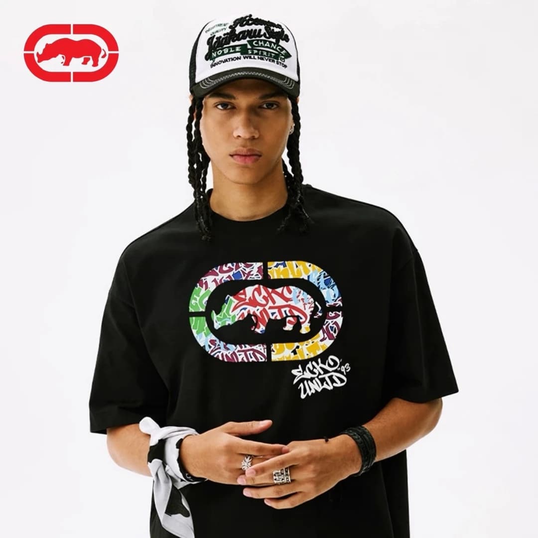 ECKO 2026 new color rhinoceros T-shirt, men's and women's street fashion pure cotton, hip-hop rap skateboard ECKO short sleeved