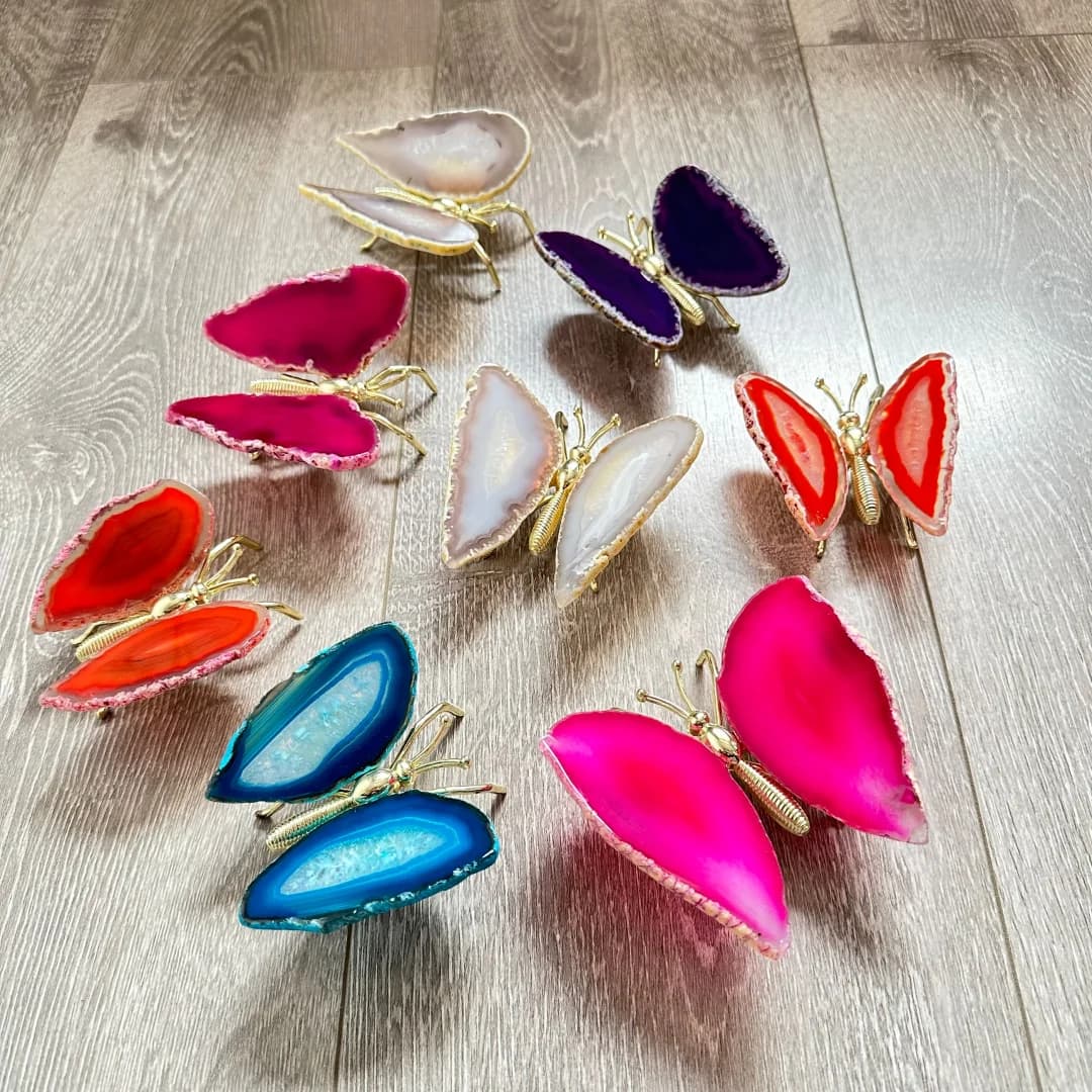 Natural Colorful Agate butterfly spar Butterfly  Reiki Healing Home Decoration Chakra Gift