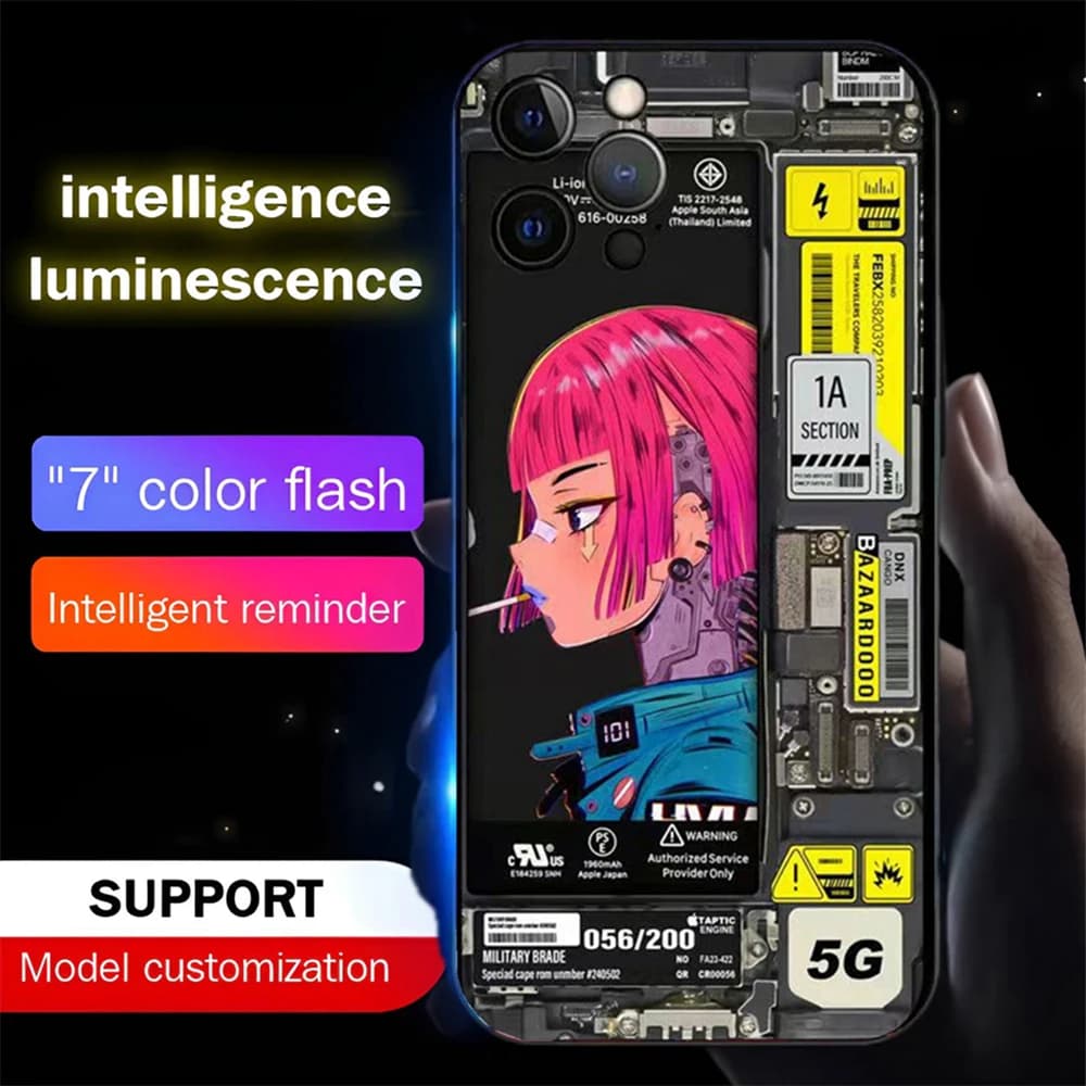 Popular Lady Anime LED Calling Light Flash Phone Case Smart Luminous Cover For Samsung S26 S25 S24 S23 S22 S21 S20 FE Plus Ultra