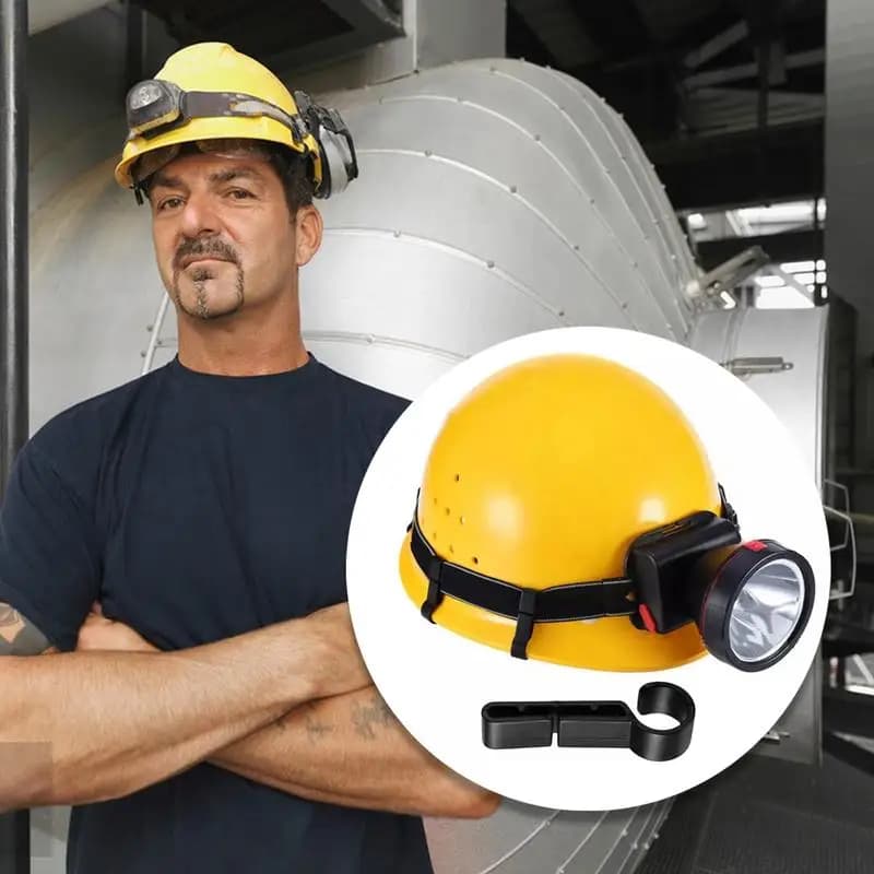 F5 10Pcs Plastic Helmet Clips Attachment Head Light Clamps Black Set Non-Slip Headlamp Hard Hat Safety Caps Hook Outdoor Tools