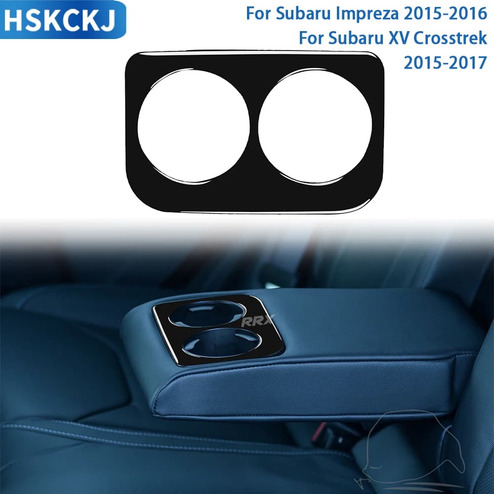 For Subaru Impreza 2015 2016 For Subaru XV Crosstrek 2015 2016 2017 Black Plastic Accessories Car Rear Cup Holder Trim Sticker