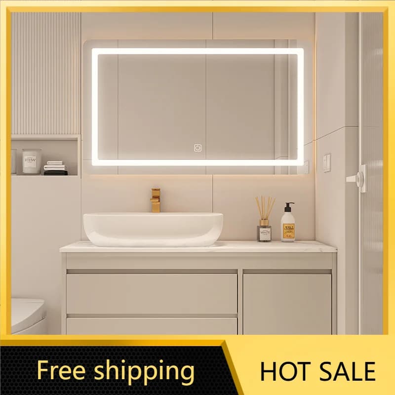 LDModern Bathroom Vanity Ceramic Basin Top Sink Cabinet Under Basin Freestanding Storage with Adjustable Shelf  Bathroom