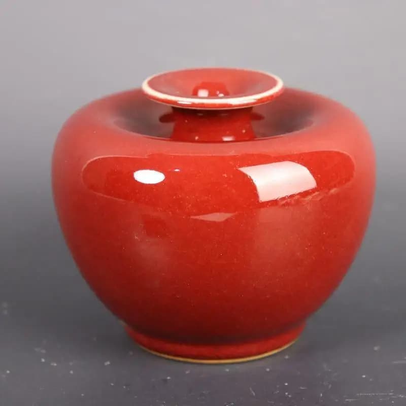 Unique Creative Chinese Red Glaze Porcelain Apple Shape Vase 3.94 inch Decoration