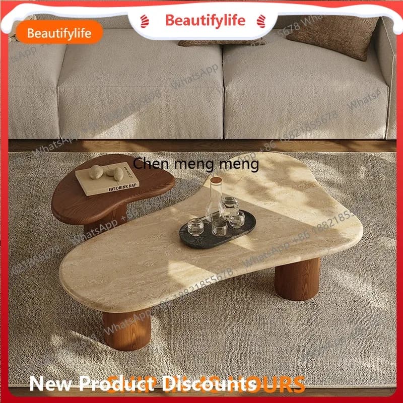 H  Retro, coffee table living room home marble tea table creative high-end stone table combination