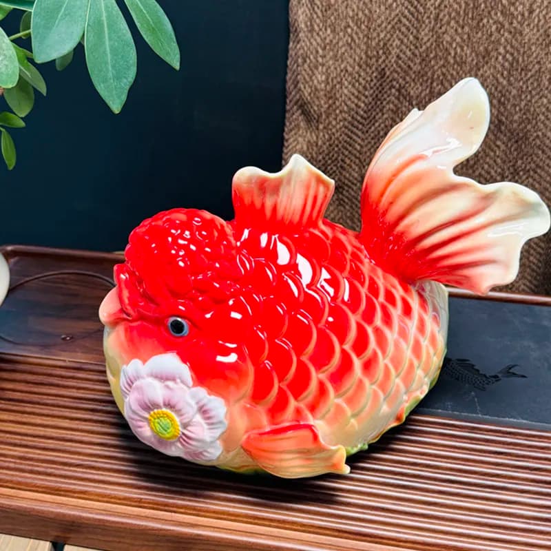 Enamel Ceramic Fish Ornament Tea Table Ornament Living Room TV Cabinet Goldfish Living Room Decoration Home Accessories Decor