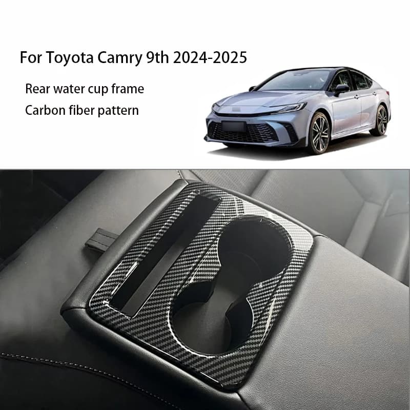 Fit For Toyota Camry XV80 9th Gen 2024 2025 Rear Cup Holder Frame Carbon Fiber Rear Armrest Water Cup Frame Accessories