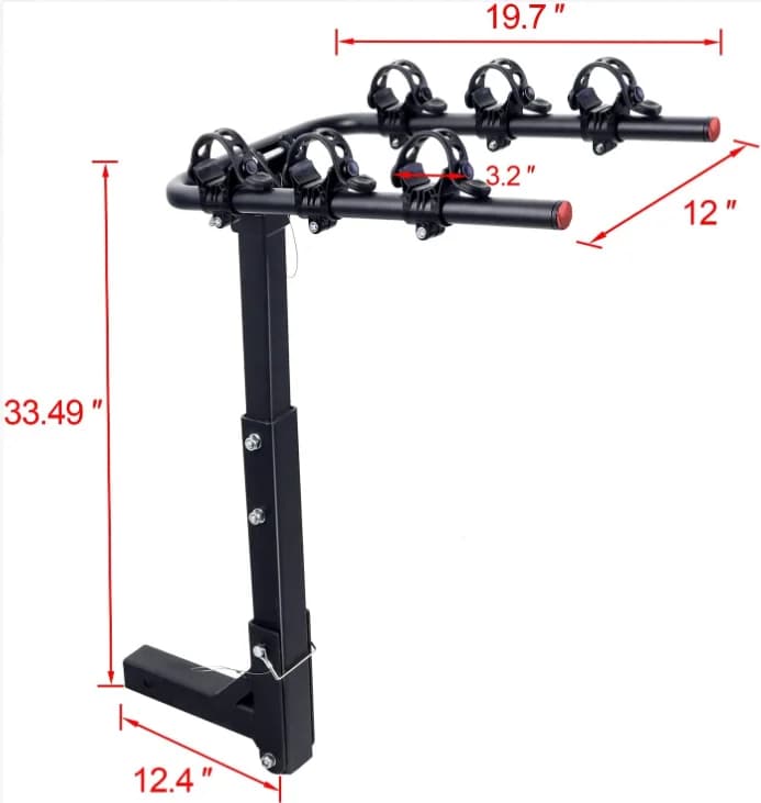 3-Bicycle Rack 2-Inch Receiver Trailer Hitch Bike Carrier for Cars Trucks SUVs     RVs Auto Accessories