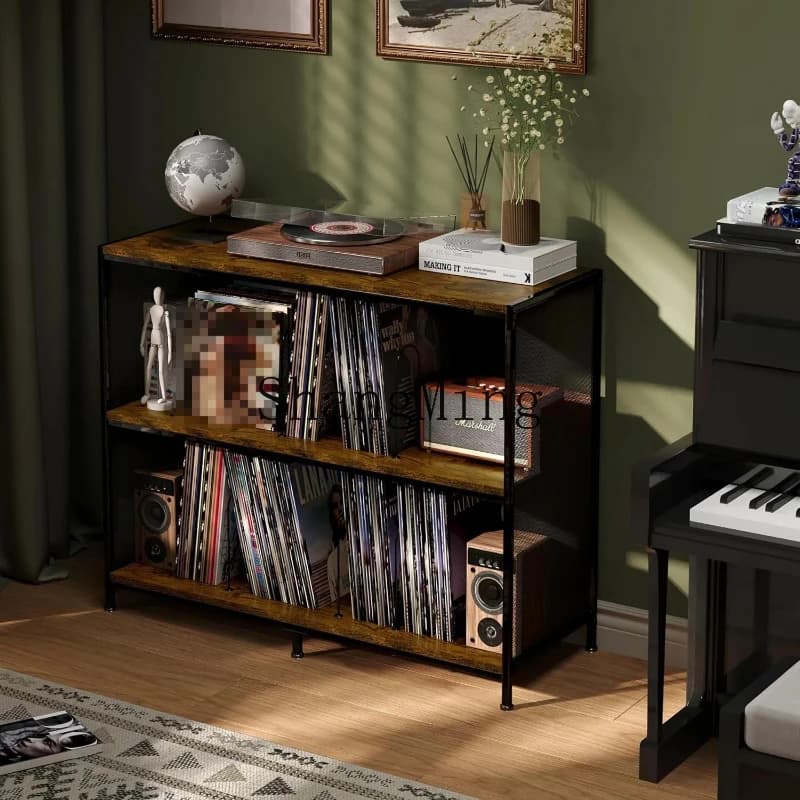 SM new recorder rack iron and wood combination home recorder table double side storage rack