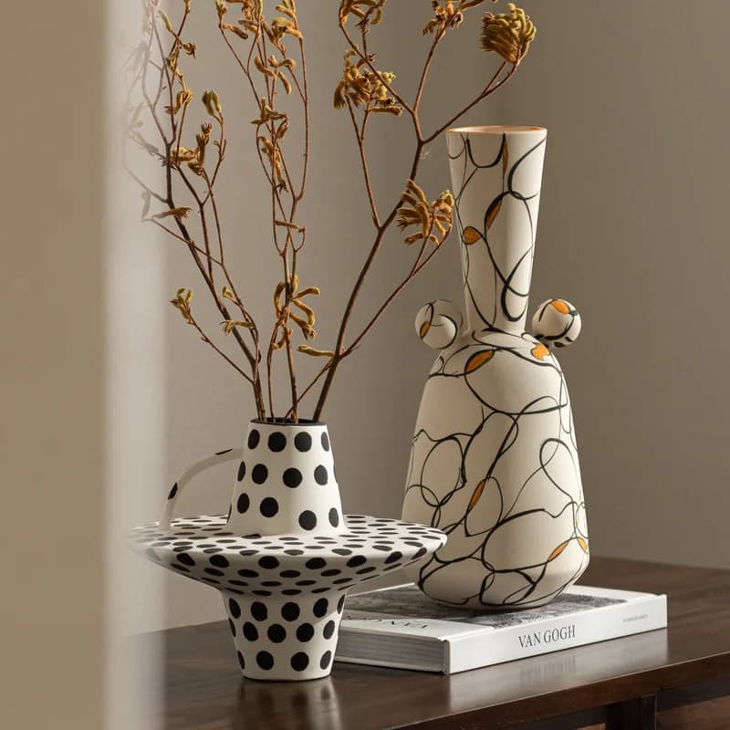 Wabi Sabi style ceramic vase retro home decoration soft furnishings countertop flower vase