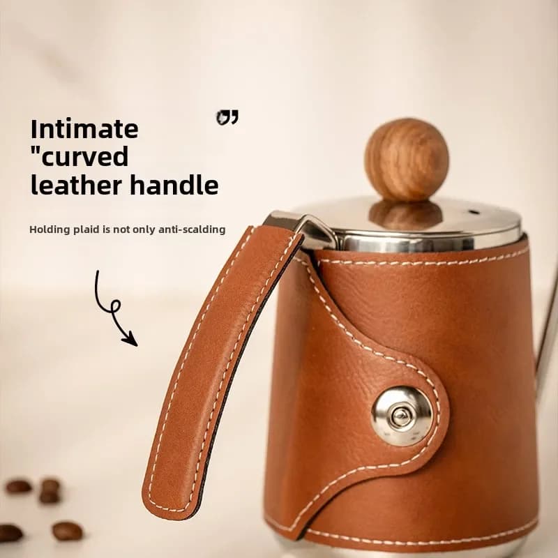 Hand-brewed pot Coffee pot Hanging ear leather case Mini portable gift box set Holiday stainless steel thin mouth pot