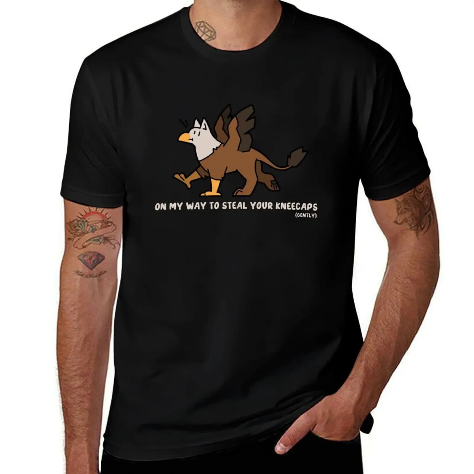 On my way to steal your kneecaps (gently) Gryphon T-Shirt man tshirt men t shirt cotton 100%