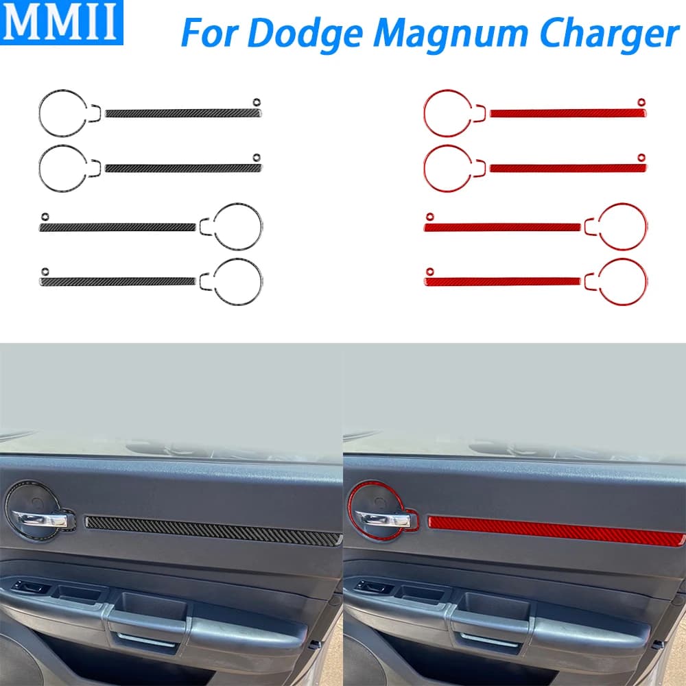 For Dodge Magnum Charger 2008-2010 Carbon Fiber Inner Door Panel Set Trim Strips Car Interior Decoration Accessories Sticker